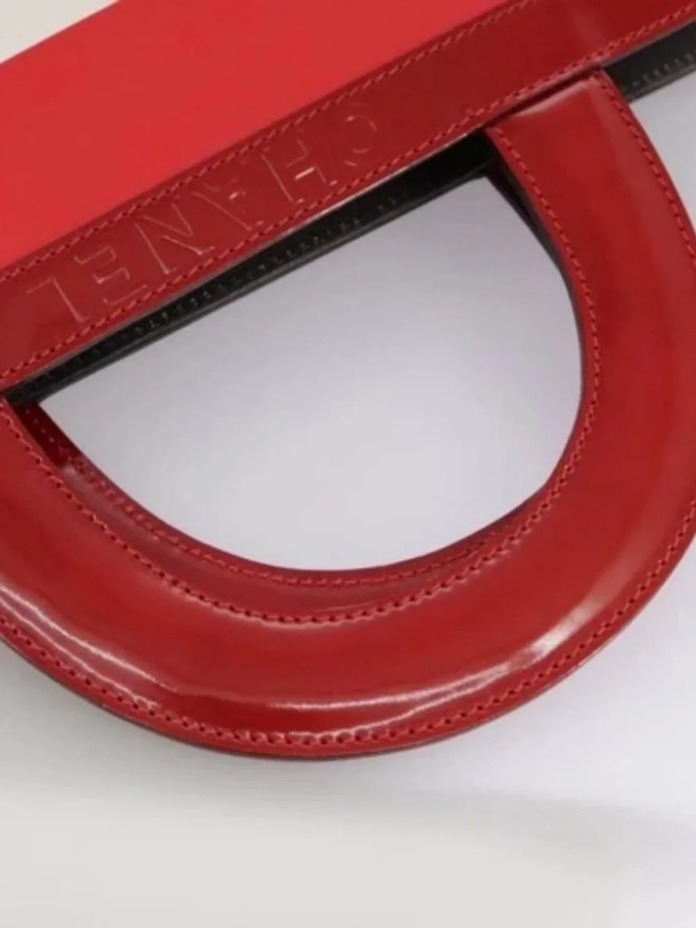 CHANEL Mademoiselle Choco Bar line Tote Bag Leather Red CC Auth bs21462